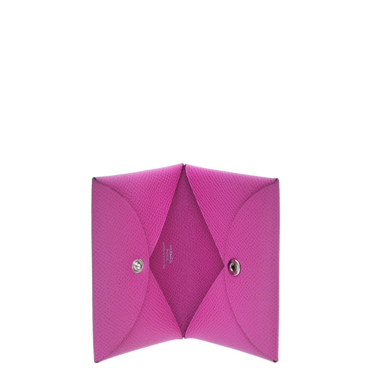 Hermes Rose Pourpre Calvi Card Holder