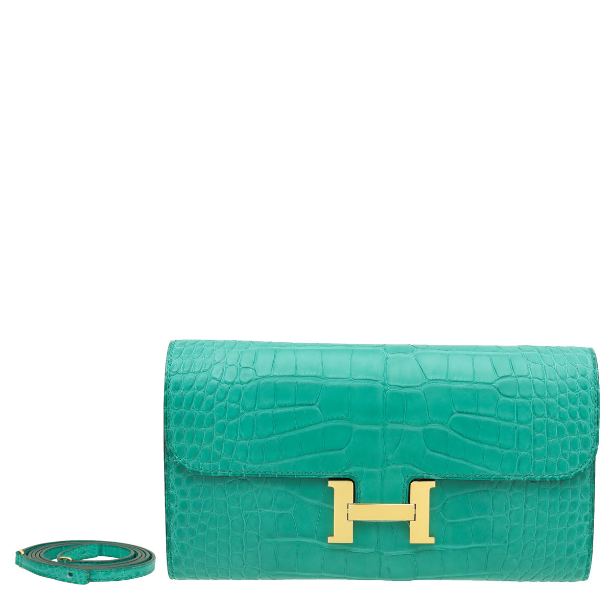 Hermes Vert Jade Matte Alligator Constance To Go Wallet