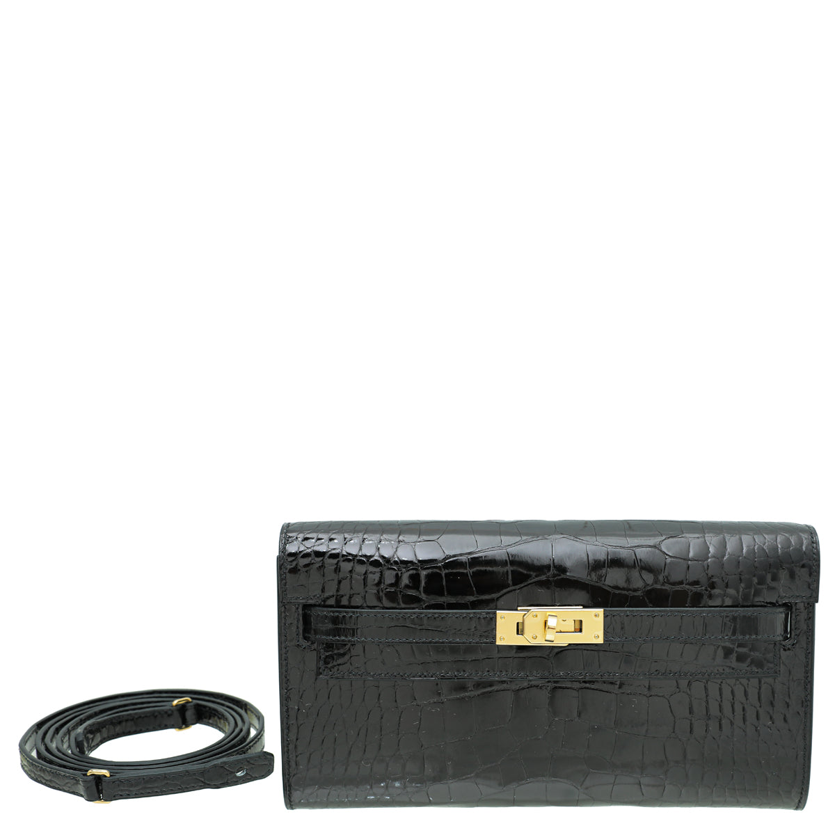 Hermes Noir Alligator To Go Mississippiensis Kelly Wallet