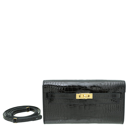 Hermes Noir Alligator To Go Mississippiensis Kelly Wallet