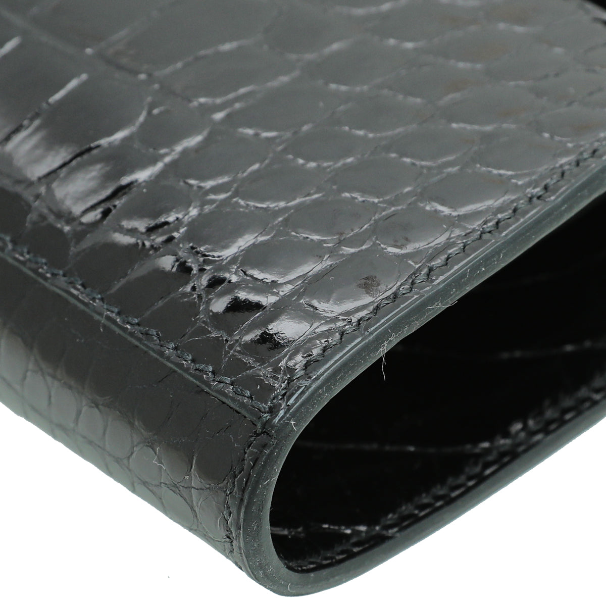 Hermes Noir Alligator To Go Mississippiensis Kelly Wallet