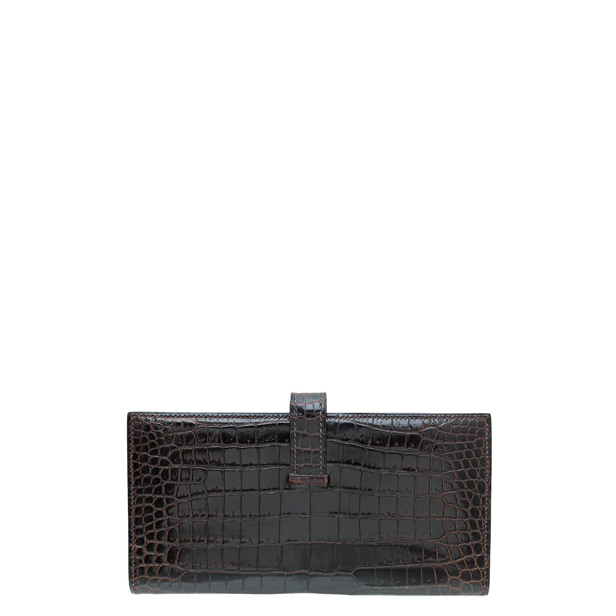 Hermes Havane Shiny Porosus Crocodile Diamond Bearn Wallet