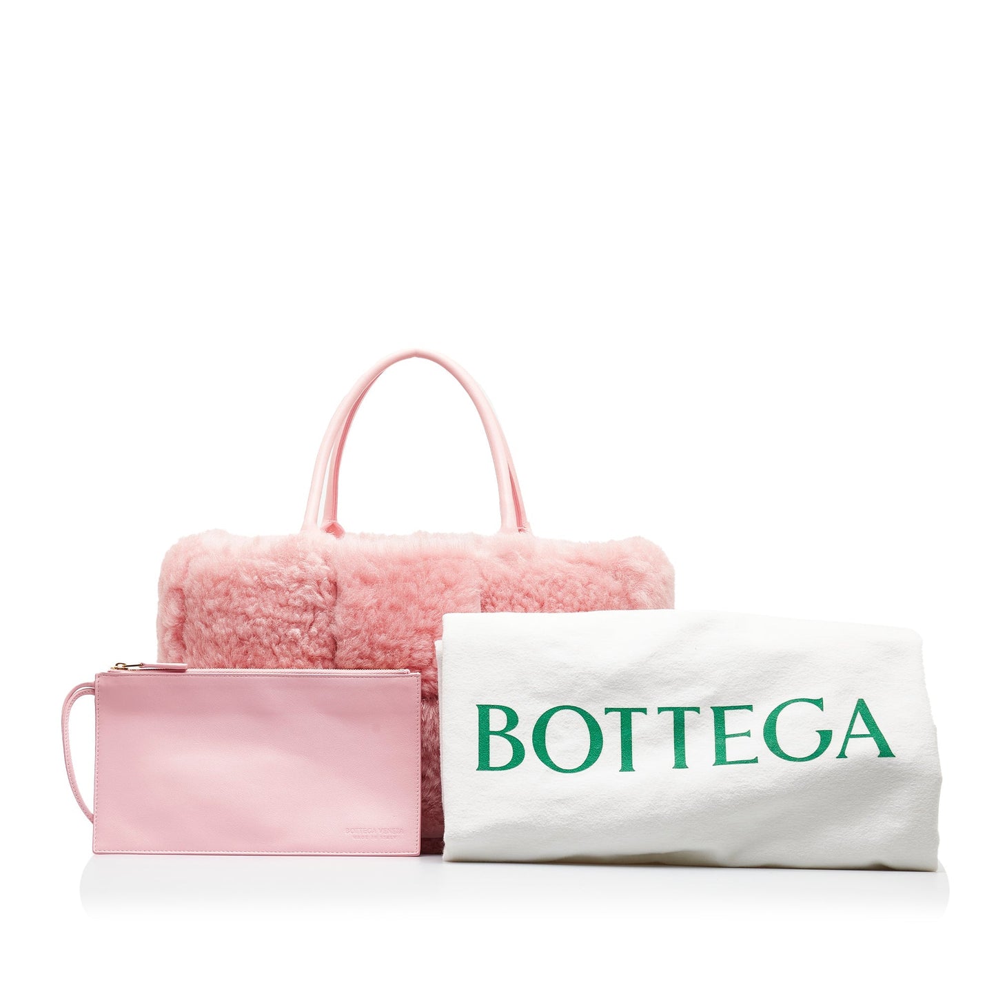 Pink Bottega Veneta Small Shearling Arco Tote