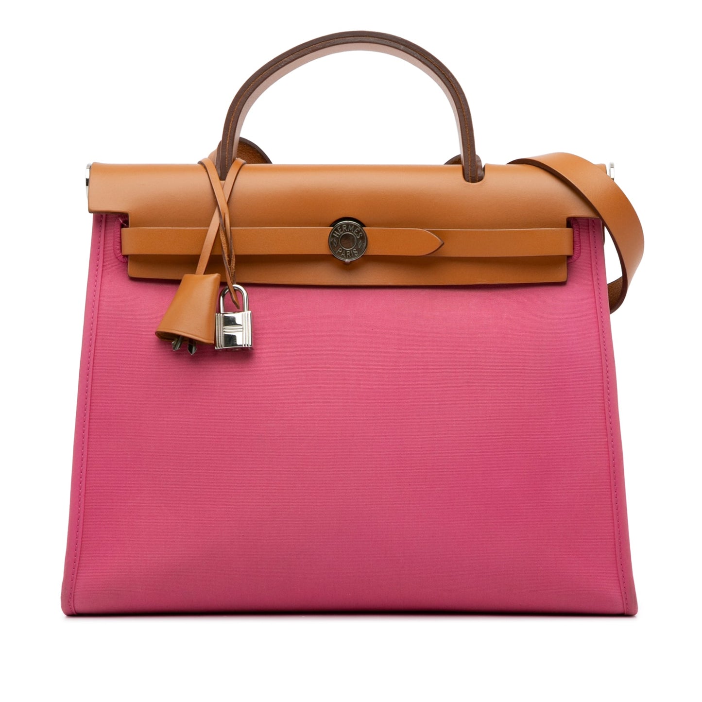 Hermès Herbag Zip 31 Pink Toile Palladium