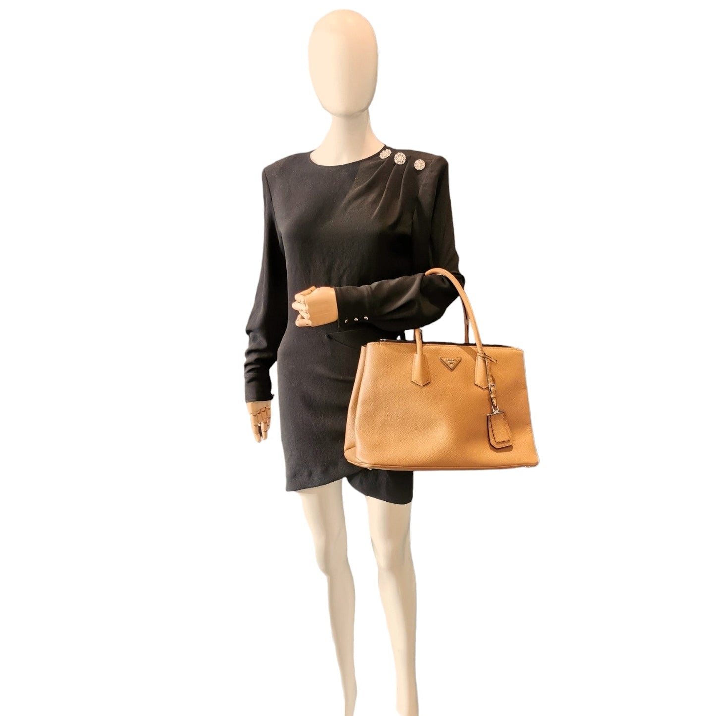 Prada Turnlock Twin Caramel Saffiano Cuir