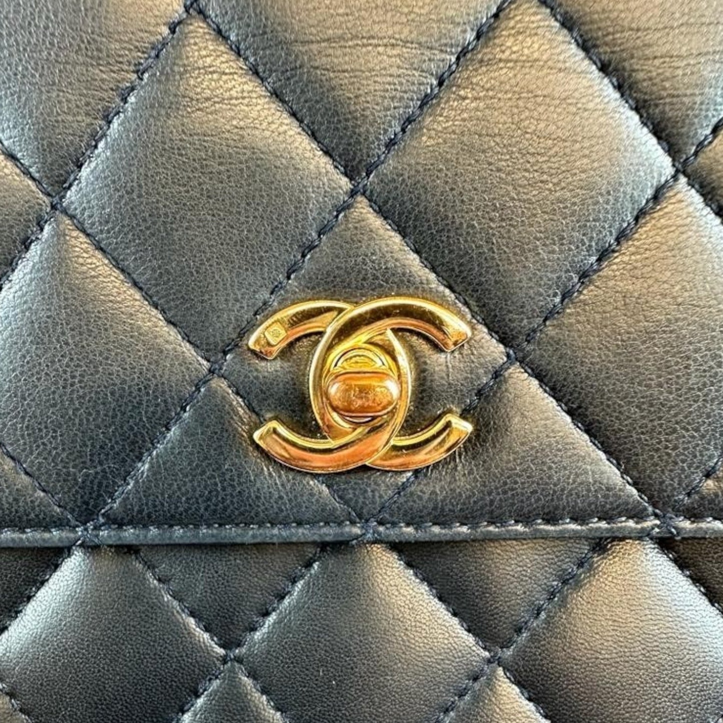 Chanel Kelly Small Navy Lambskin Gold