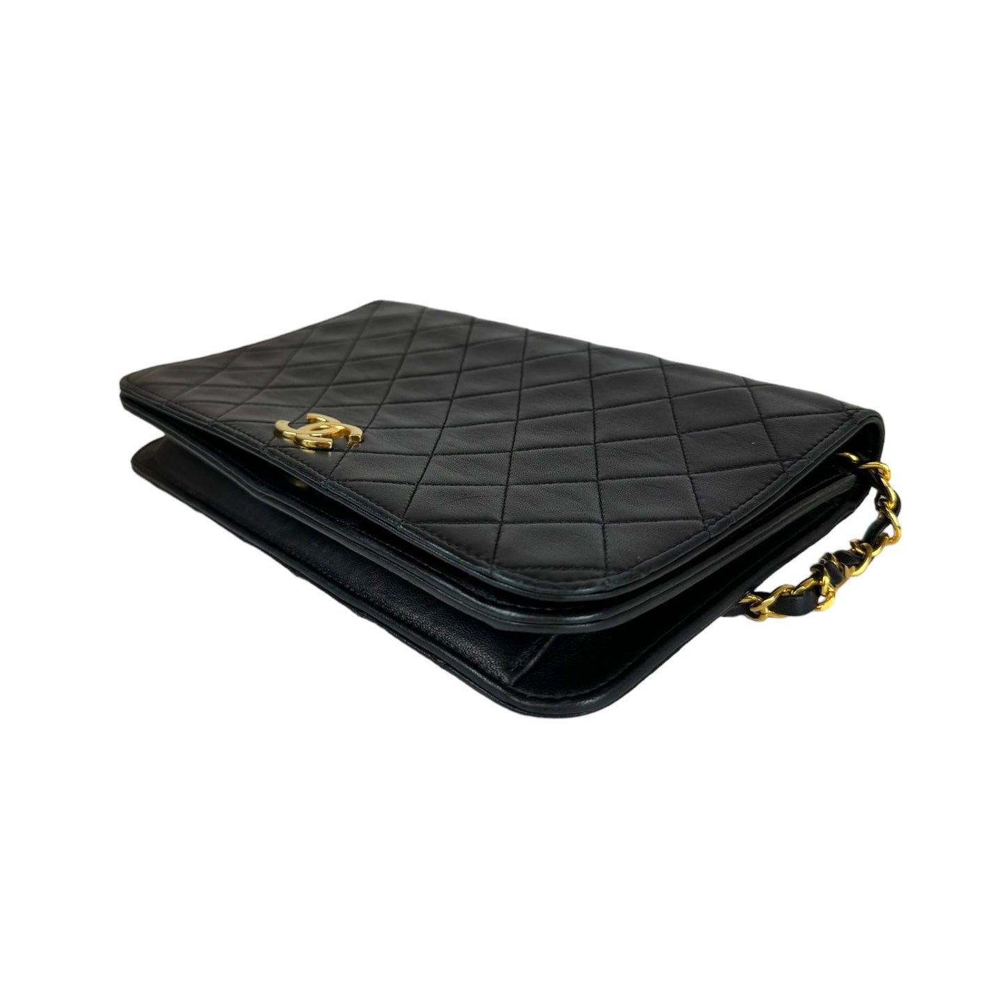 Chanel Flap Bag Push Lock Medium Black Lambskin Gold