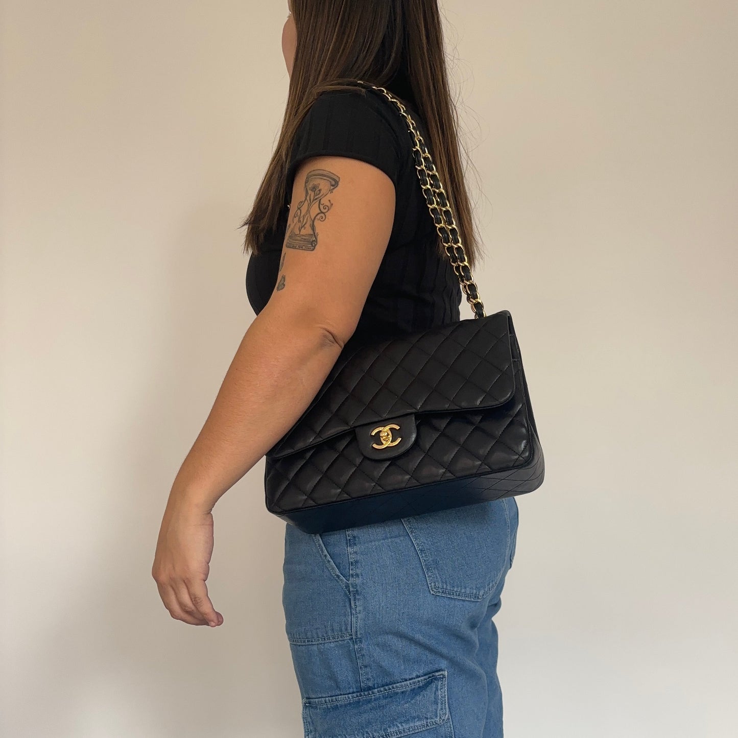 Chanel Black Lambskin GHW Classic Double Flap Jumbo 2014 (19 series)