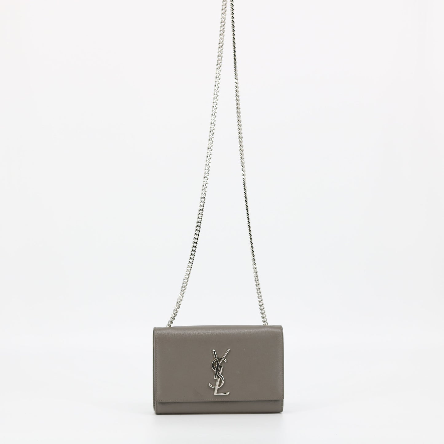 YSL Grey Monogram Leather Kate Bag