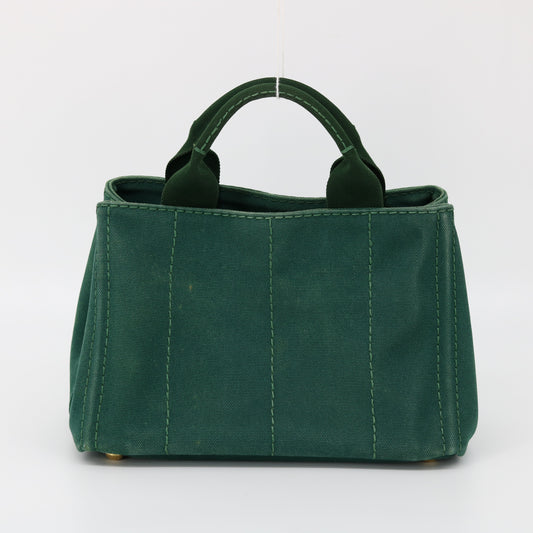 Prada Emerald Green Canvas Canapa Logo Tote