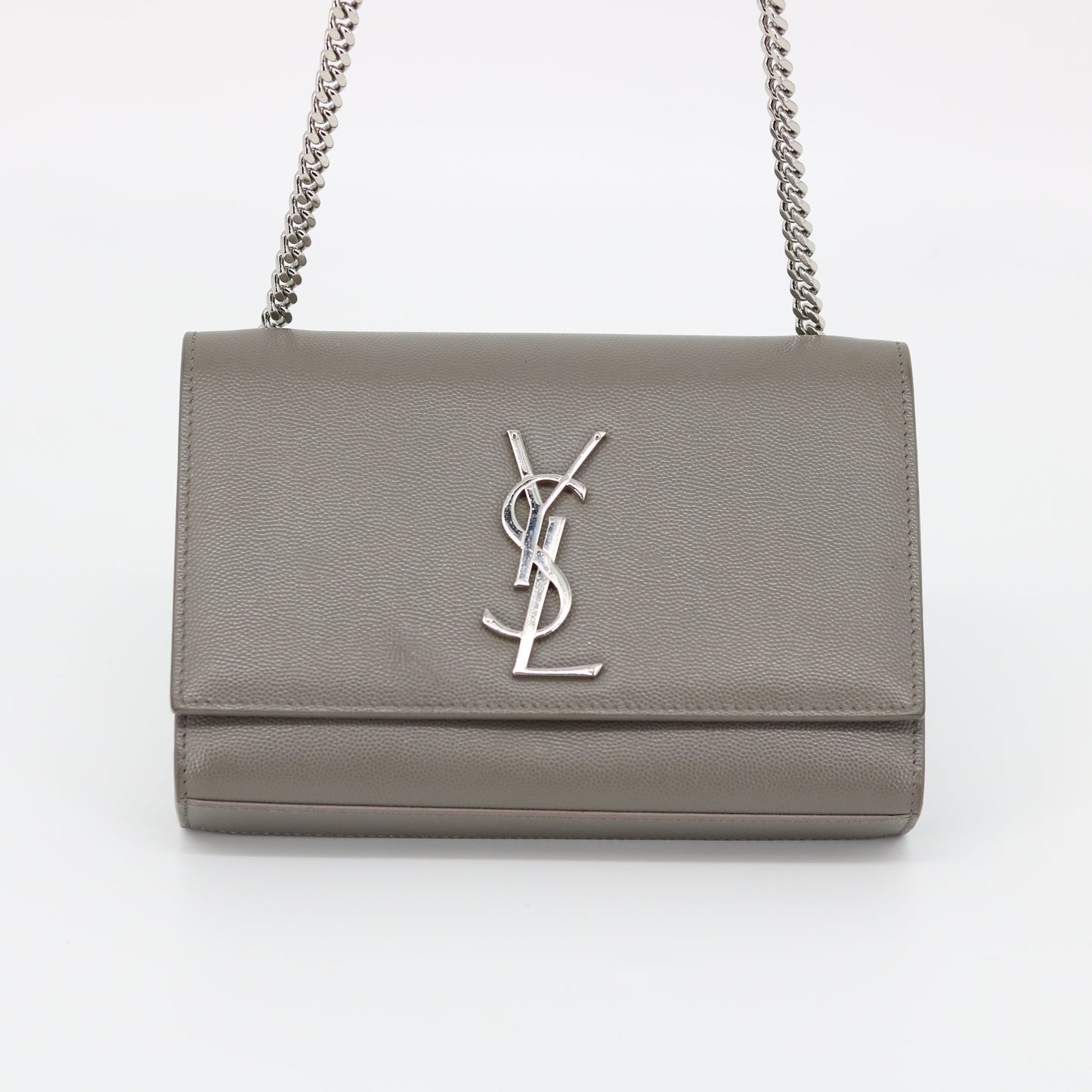 YSL Grey Monogram Leather Kate Bag