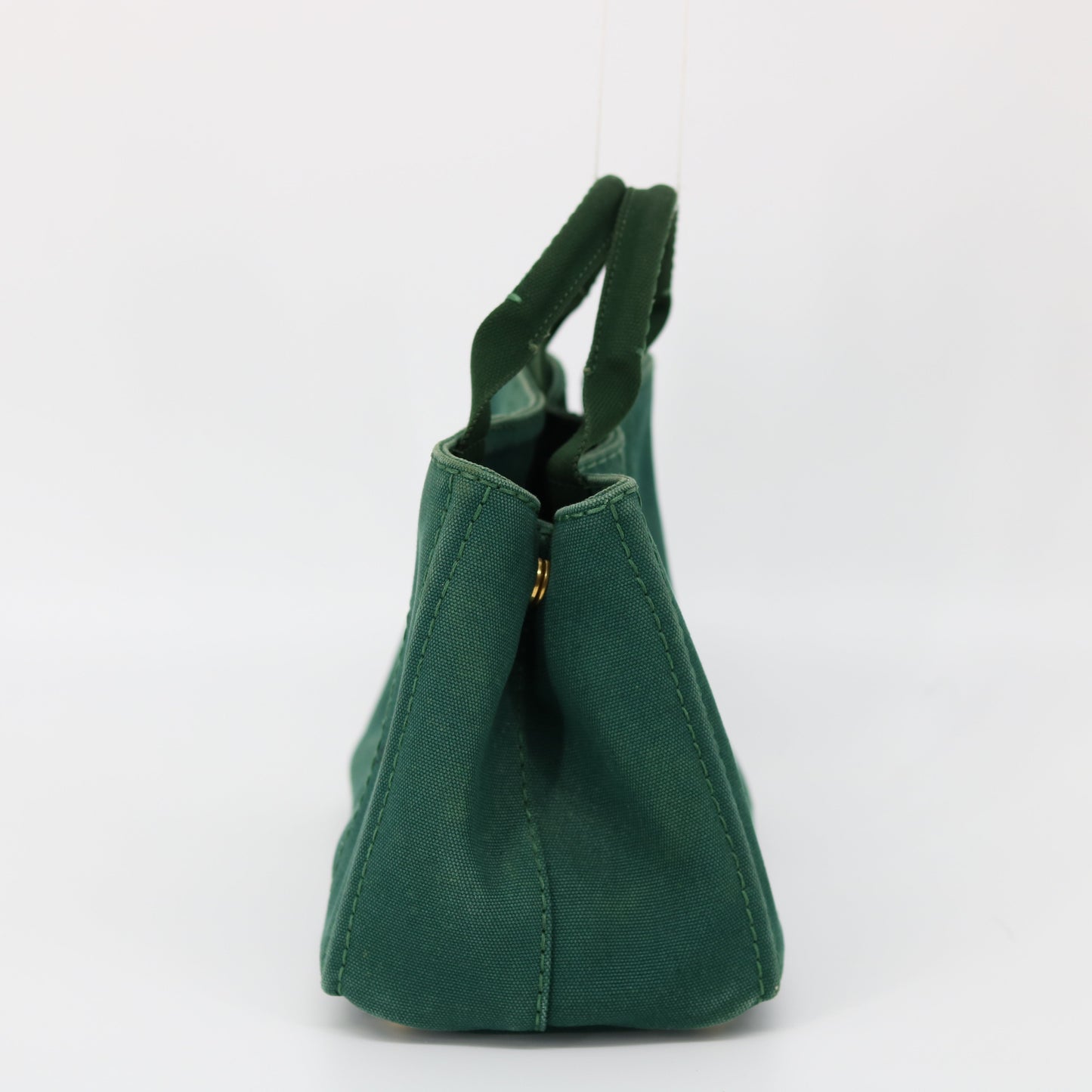 Prada Emerald Green Canvas Canapa Logo Tote