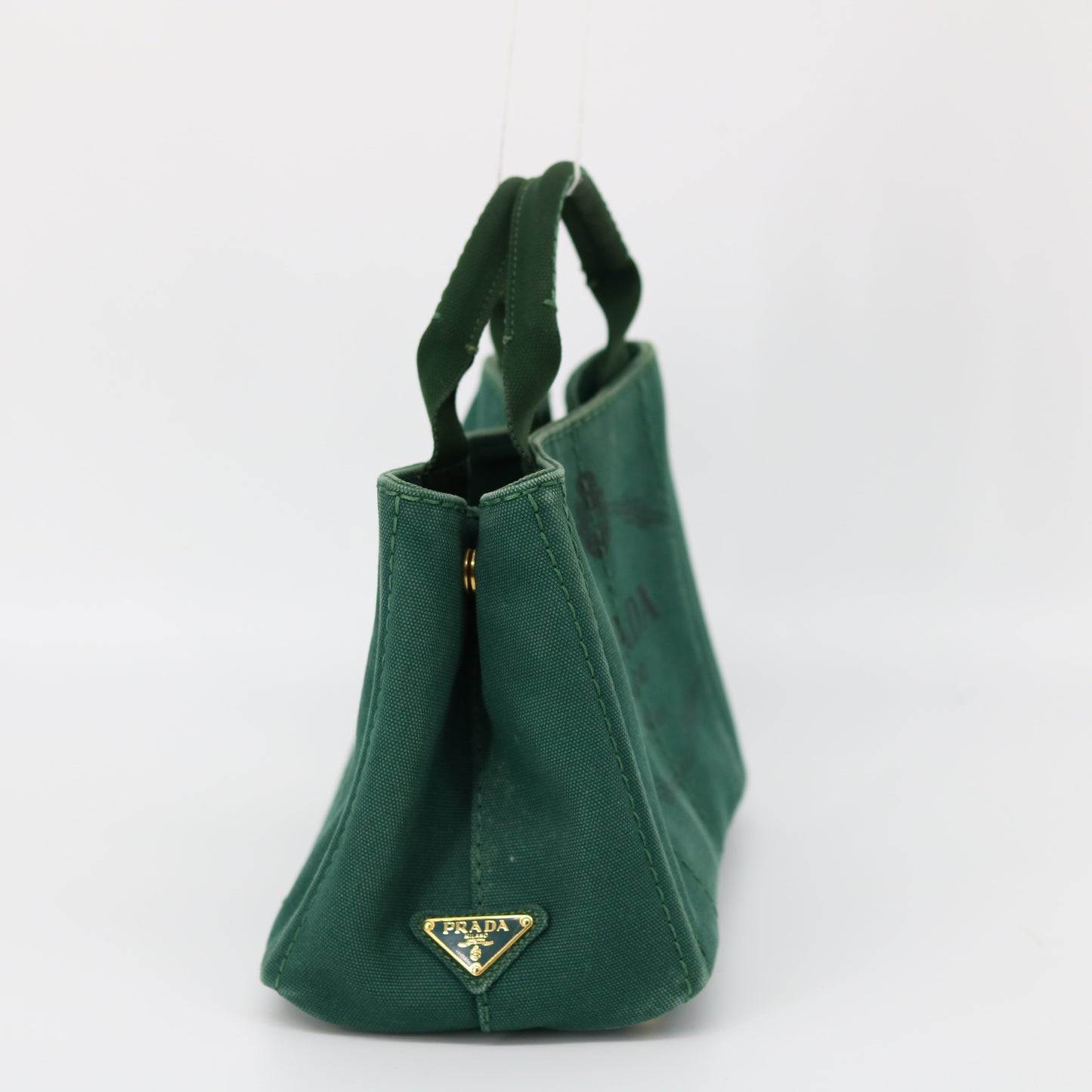 Prada Emerald Green Canvas Canapa Logo Tote