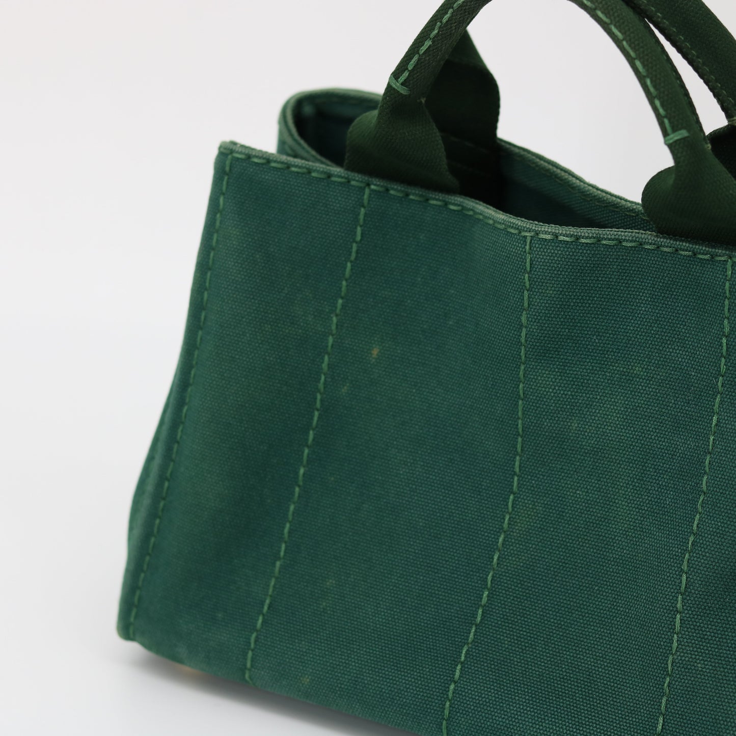 Prada Emerald Green Canvas Canapa Logo Tote