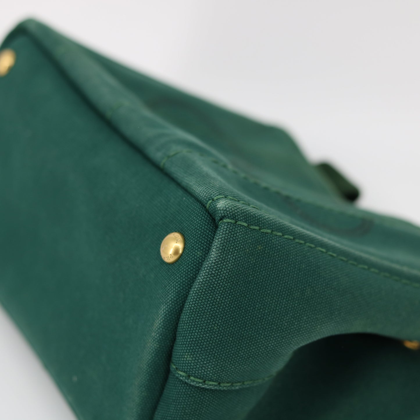 Prada Emerald Green Canvas Canapa Logo Tote