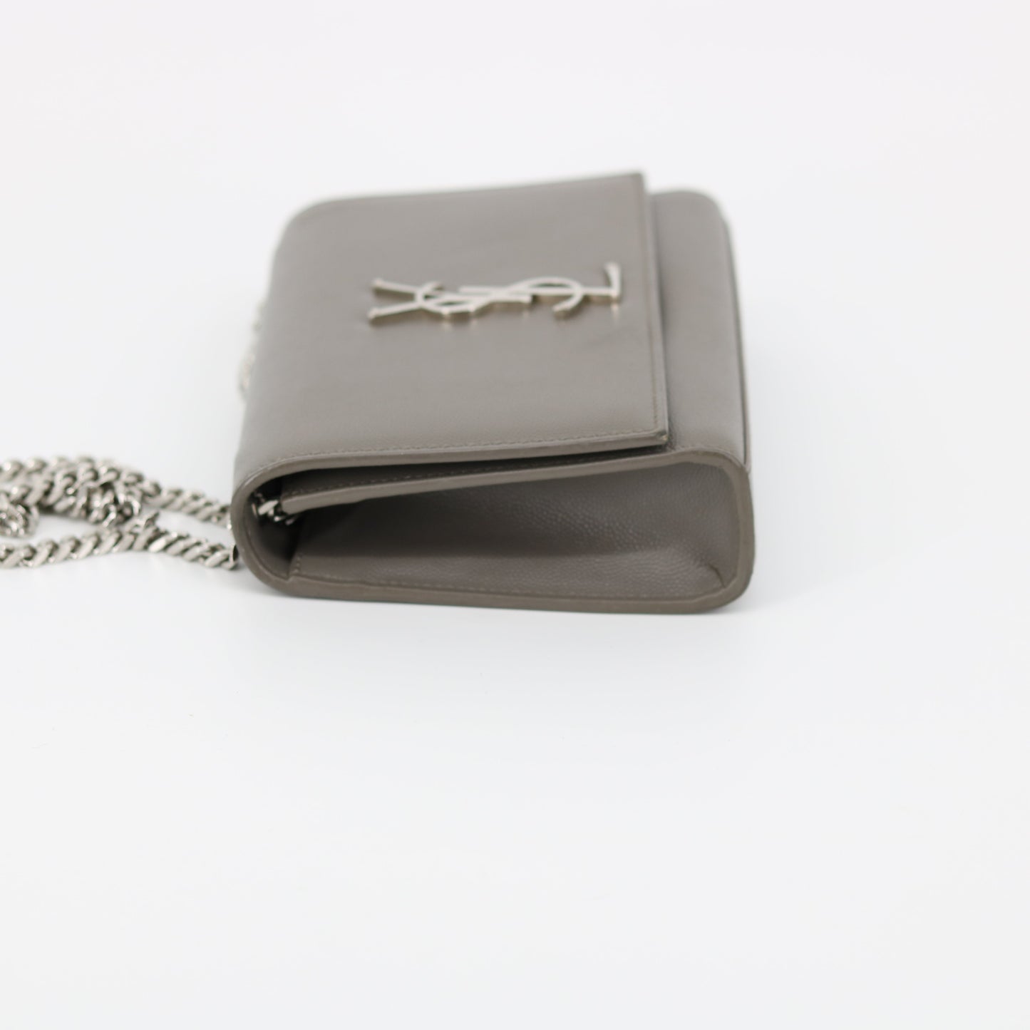 YSL Grey Monogram Leather Kate Bag