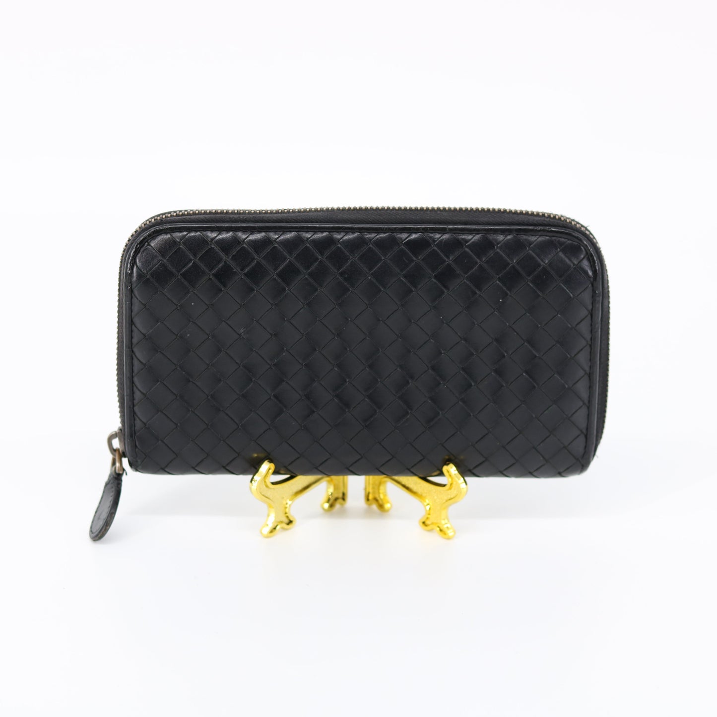 Bottega Black Intrecciato Weave Wallet