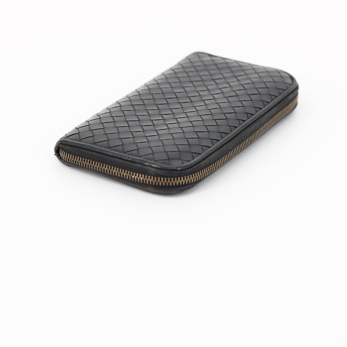 Bottega Black Intrecciato Weave Wallet