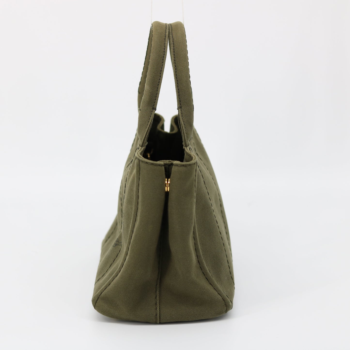 Prada Khaki Green Canvas Canapa Logo 2 Way Tote