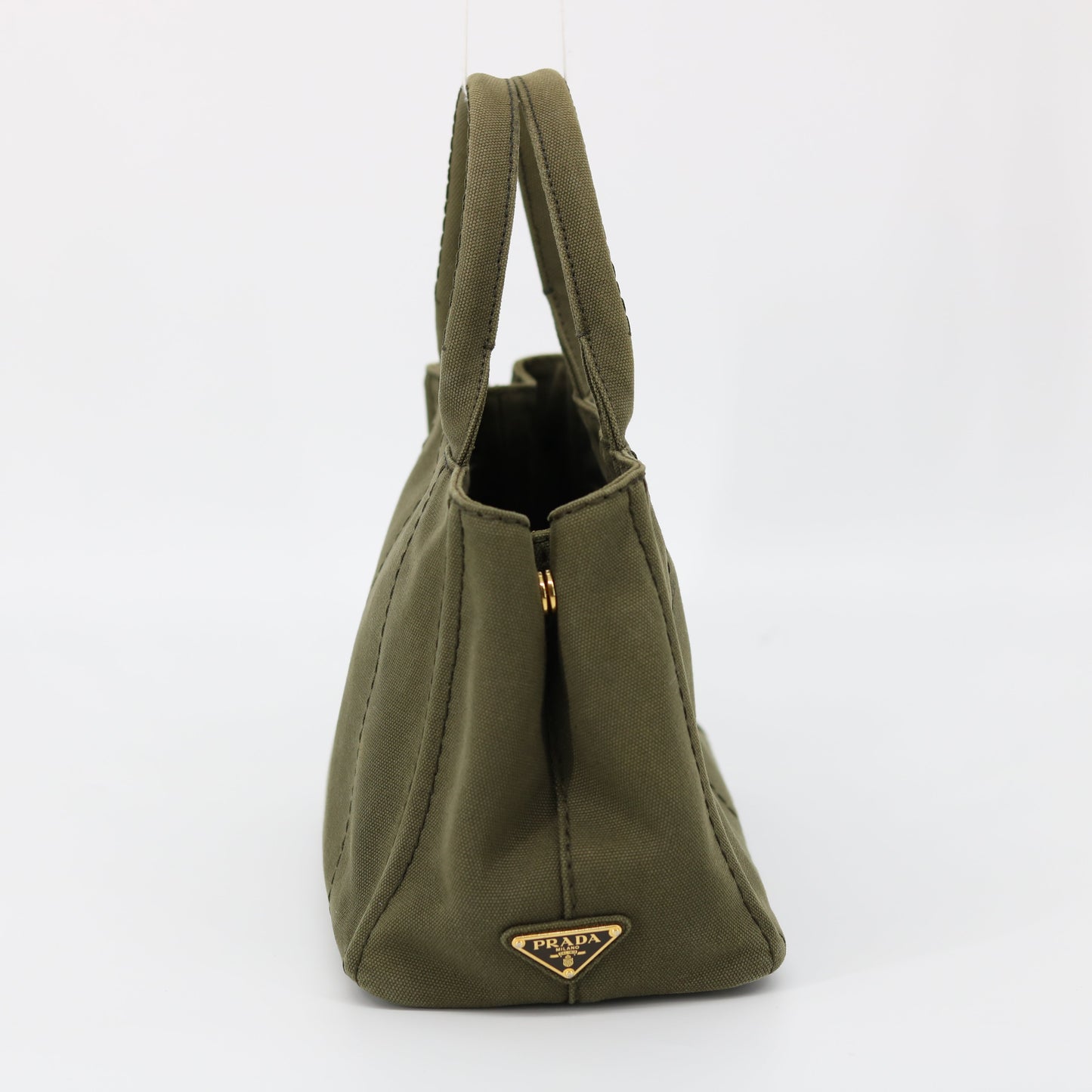 Prada Khaki Green Canvas Canapa Logo 2 Way Tote