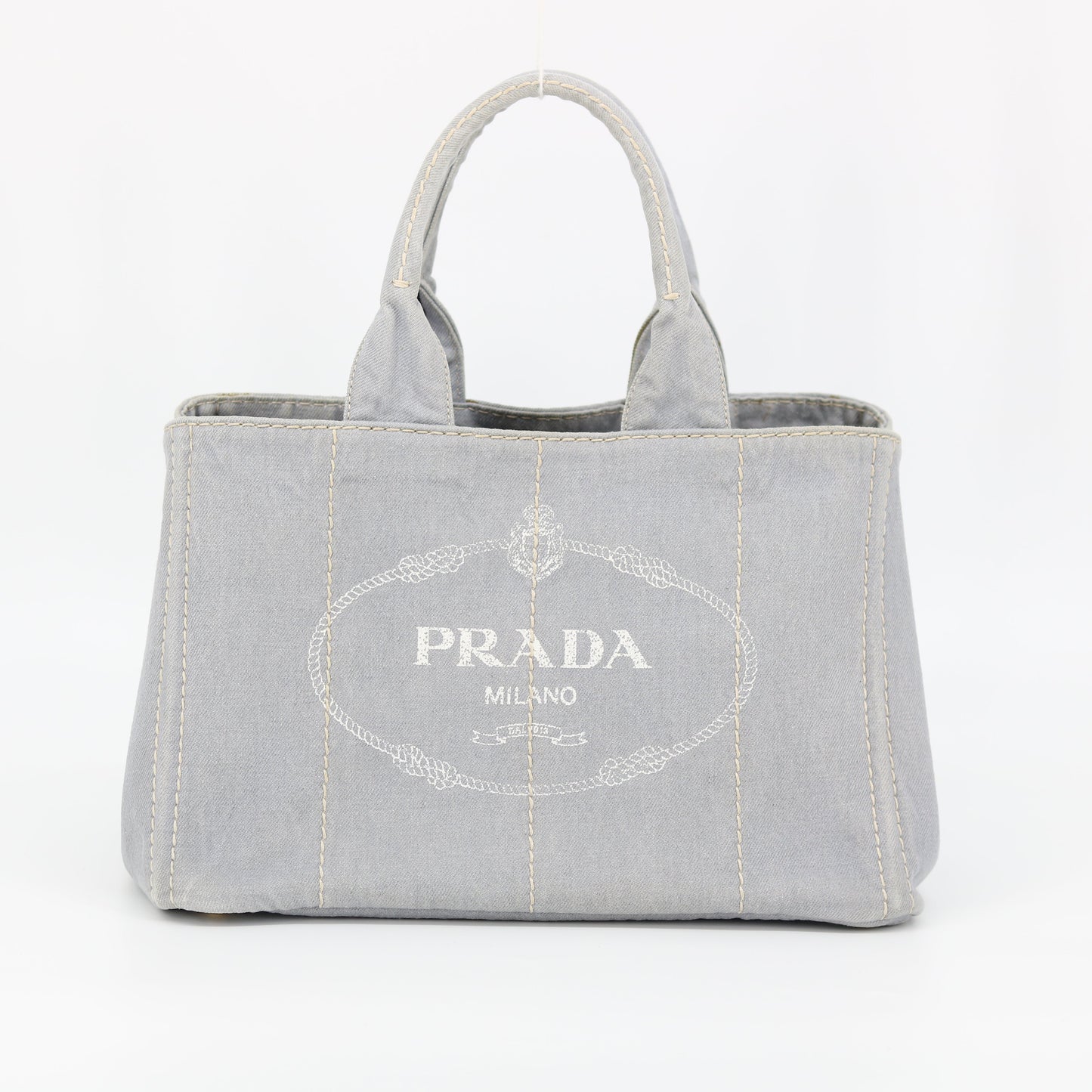 Prada Grey Canvas Canapa Logo Tote