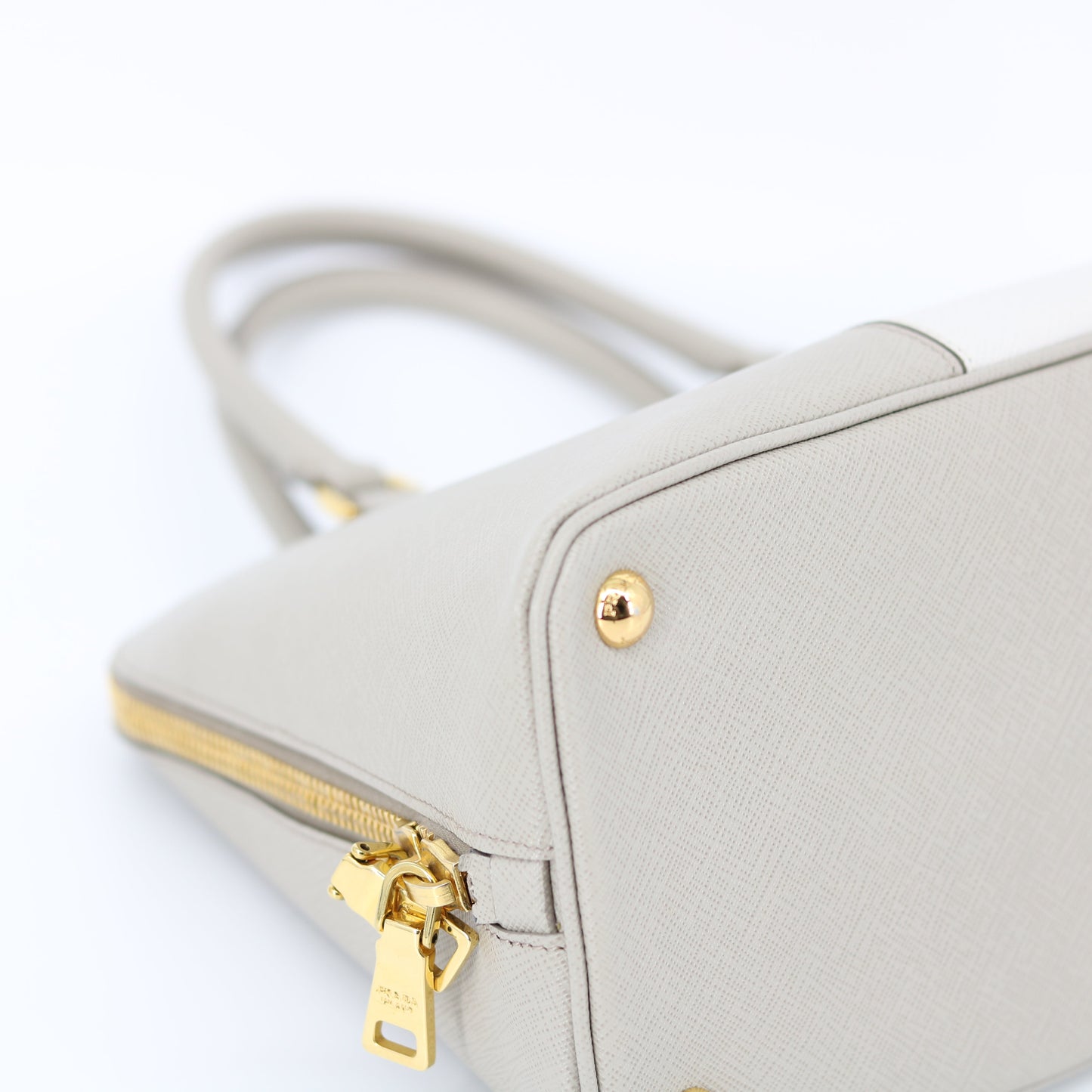 Prada Grey/White Saffiano Promenade Satchel Bag