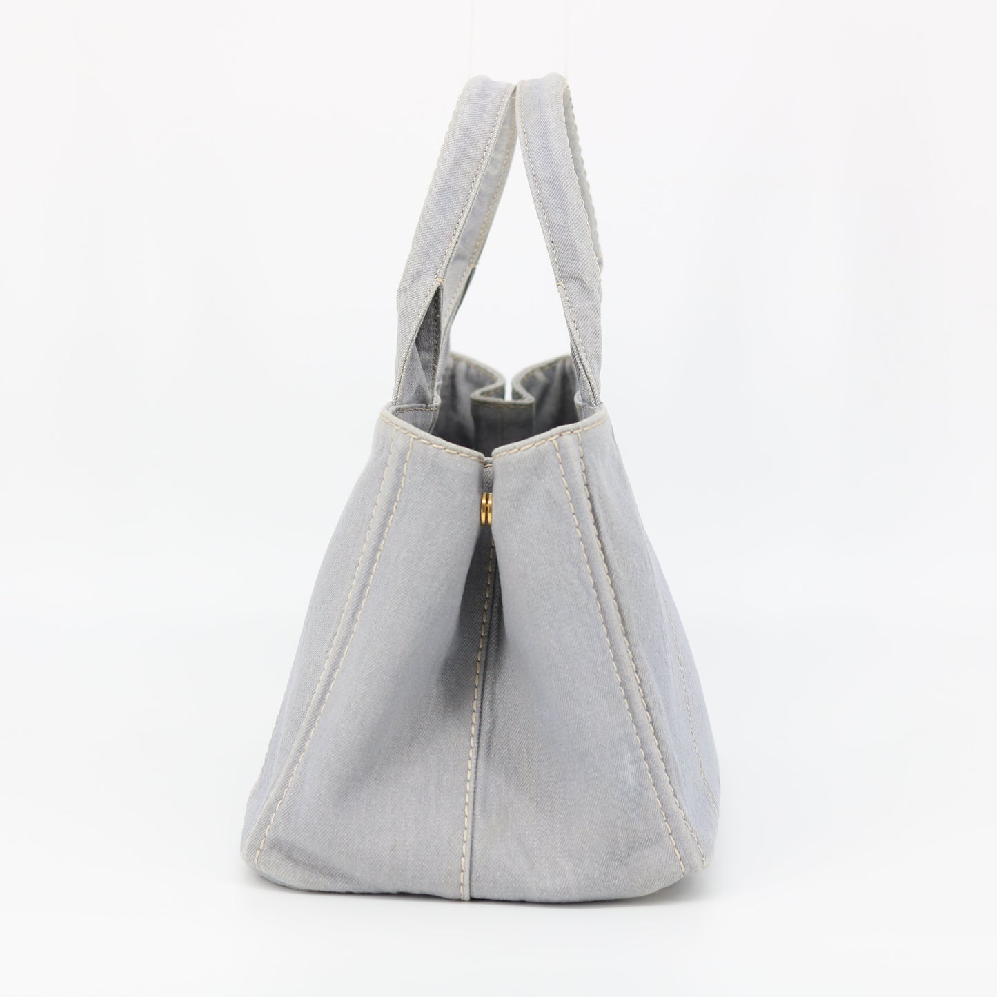 Prada Grey Canvas Canapa Logo Tote