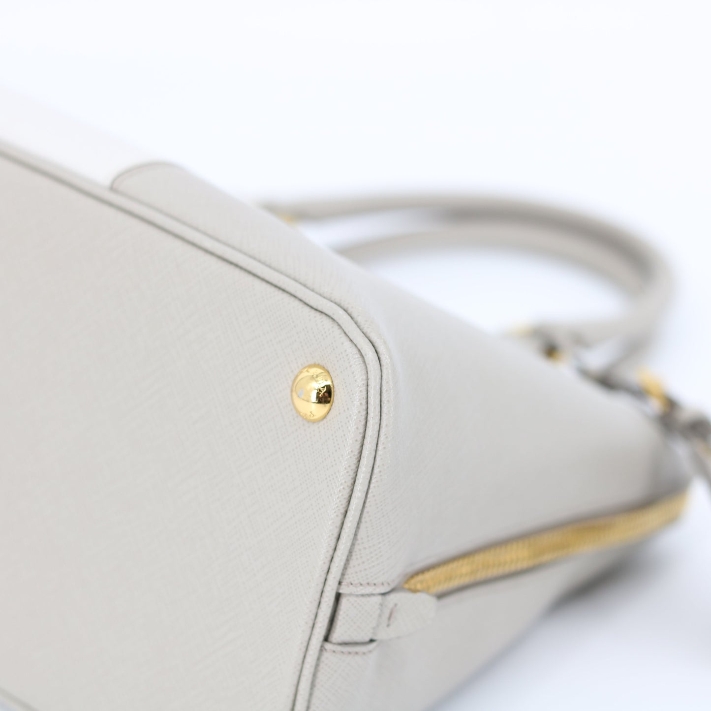 Prada Grey/White Saffiano Promenade Satchel Bag