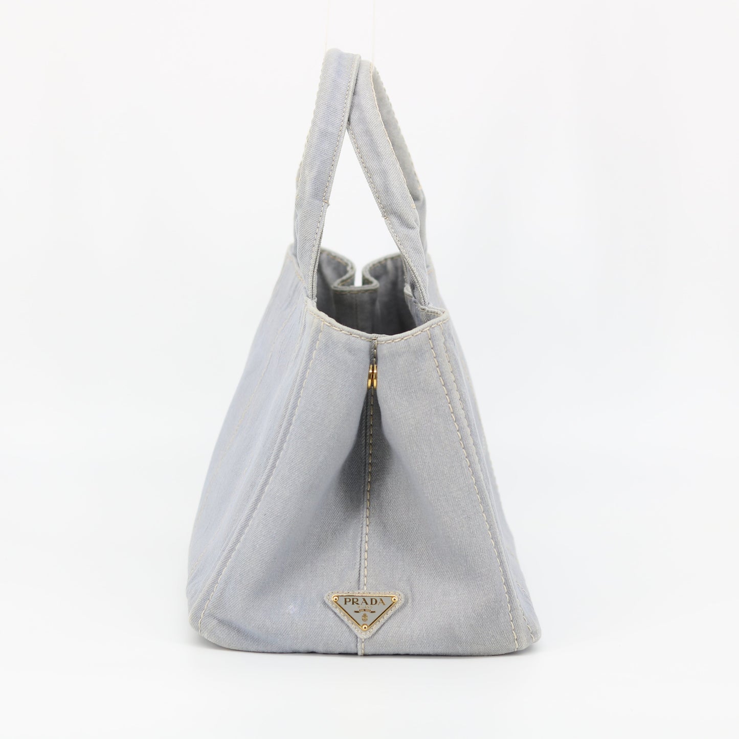 Prada Grey Canvas Canapa Logo Tote