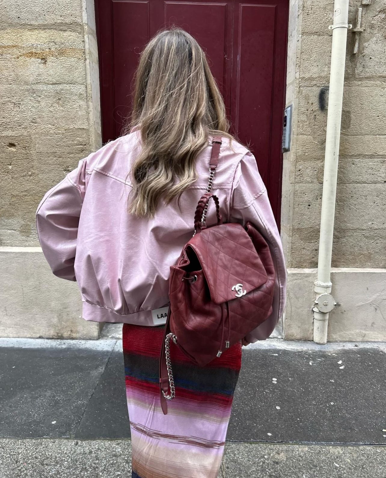 Chanel Burgundy Caviar Braided Handle Backpack Cruise 2018