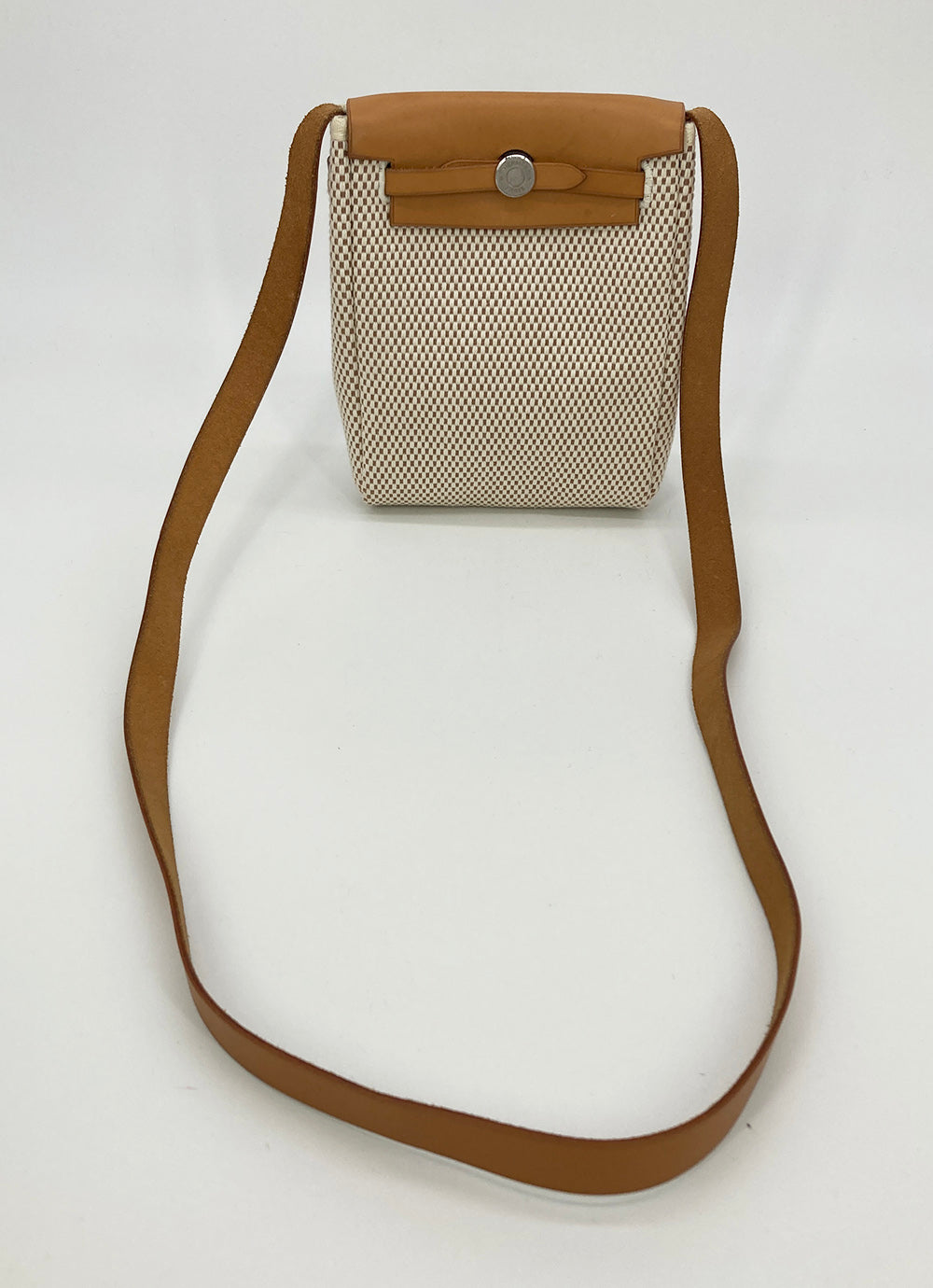 Hermes Herbag Tpm Mini Black and Beige Sangles Canvas