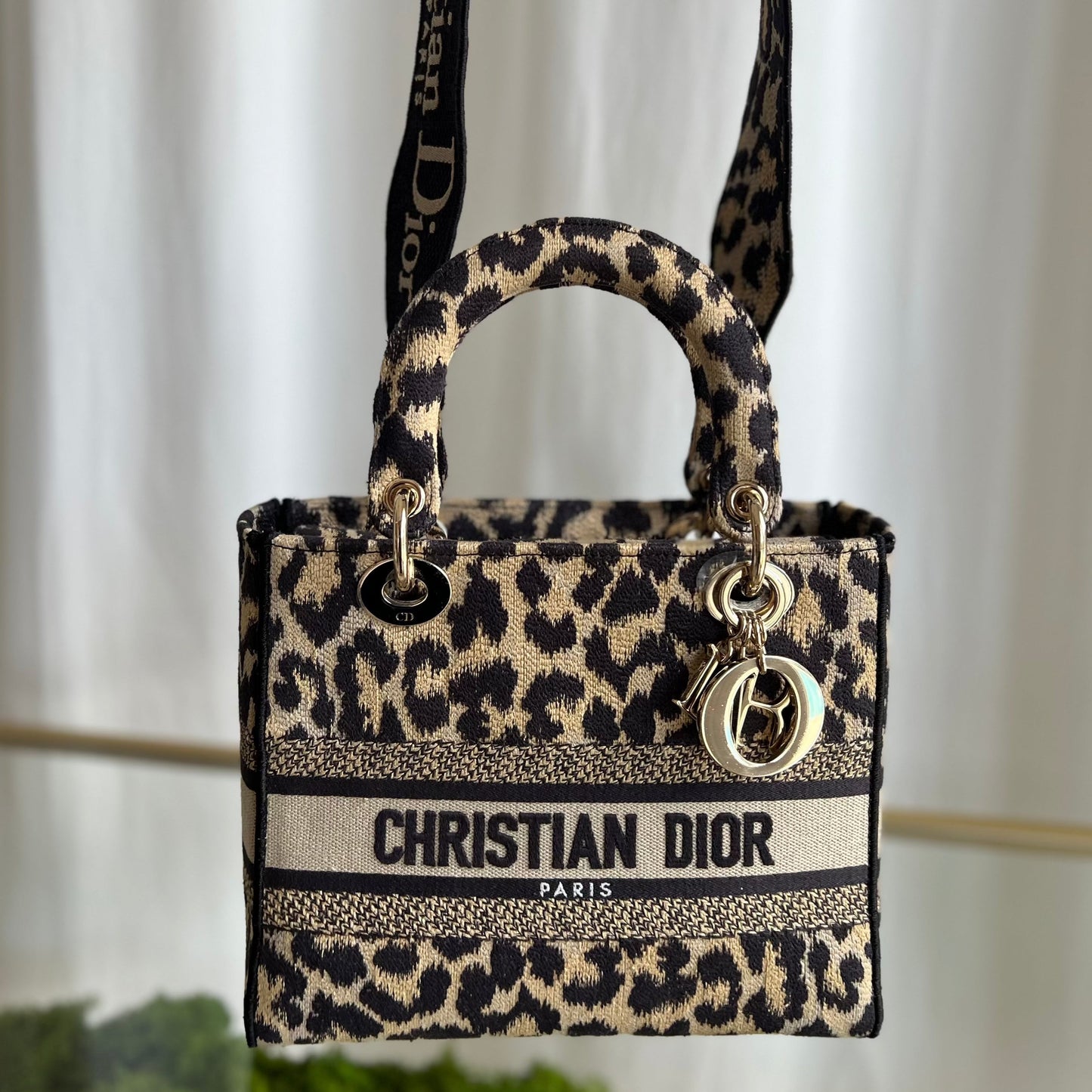 DIOR Lady D-Lite Medium Leopard Jacquard Two-Way Handbag