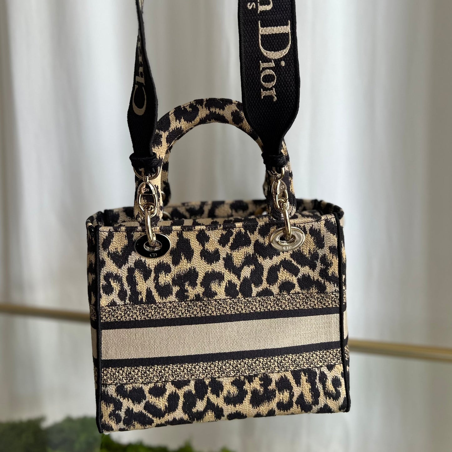 DIOR Lady D-Lite Medium Leopard Jacquard Two-Way Handbag