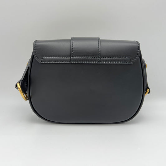 D-fence Saddle Black Crossbody Bag in Calfskin, Gold hardware