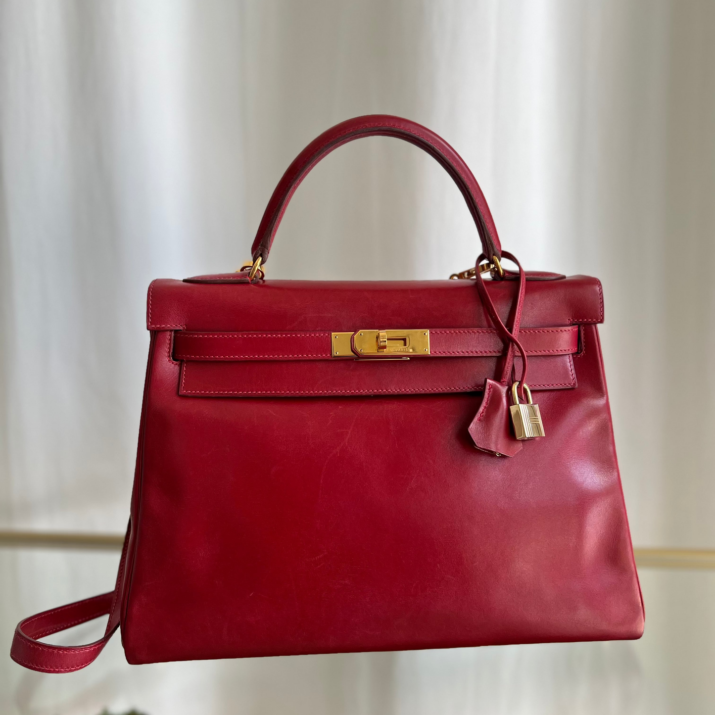 HERMES Red Leather Kelly 32