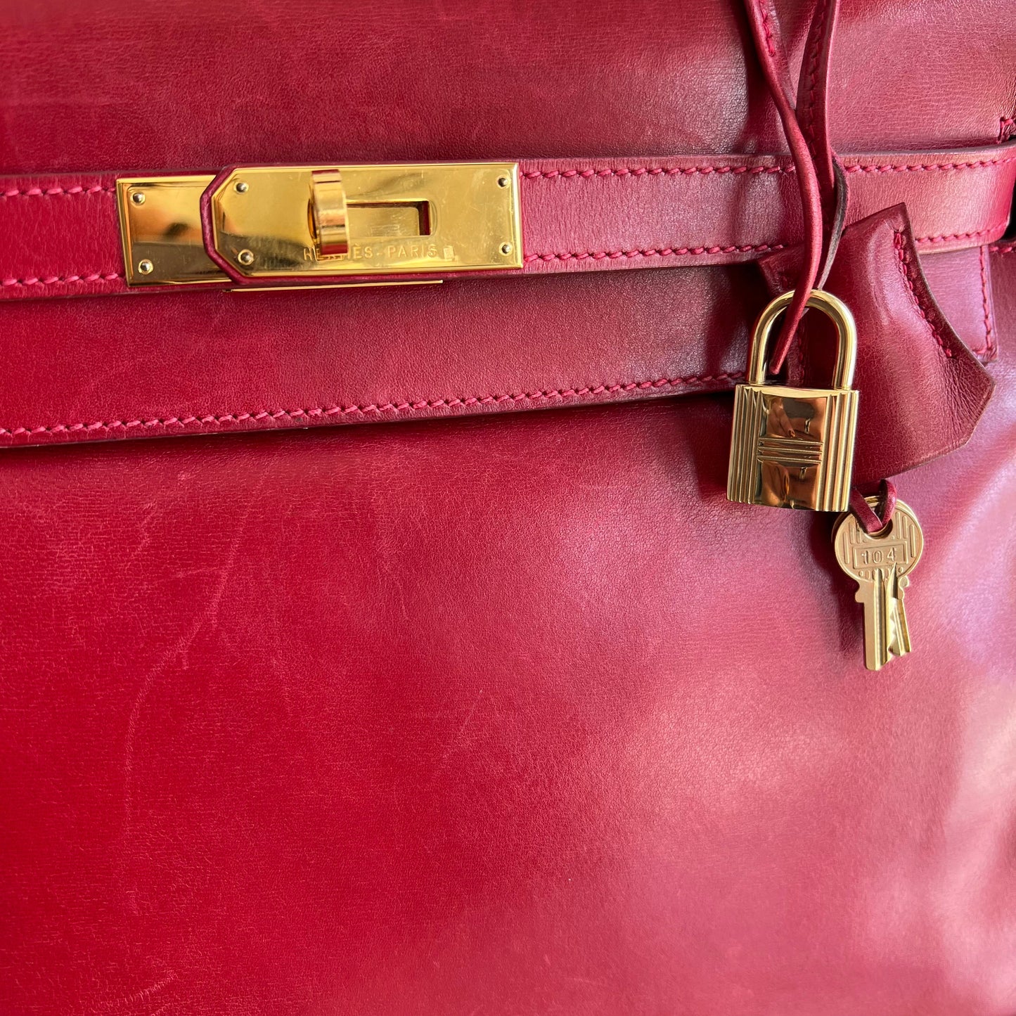 HERMES Red Leather Kelly 32