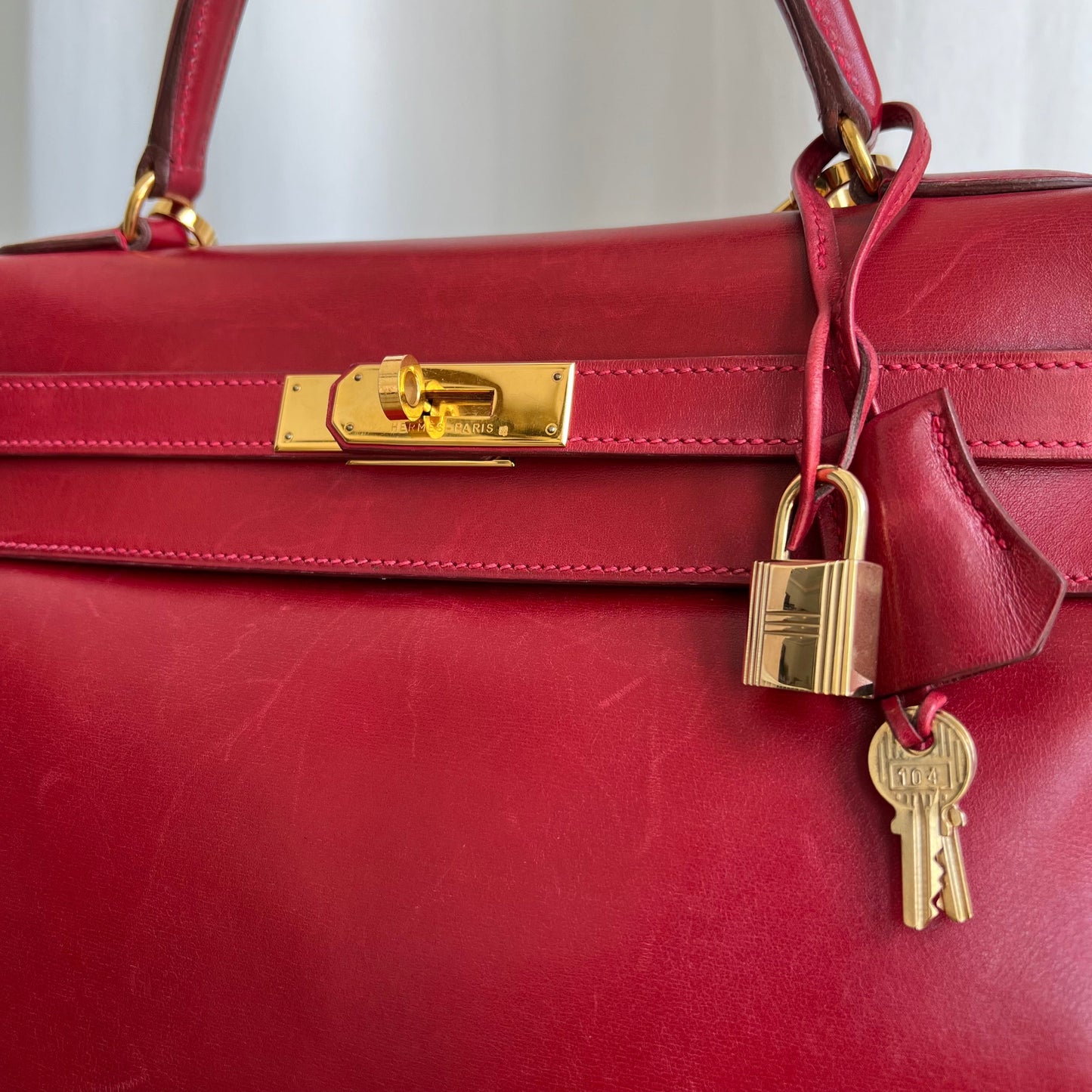 HERMES Red Leather Kelly 32