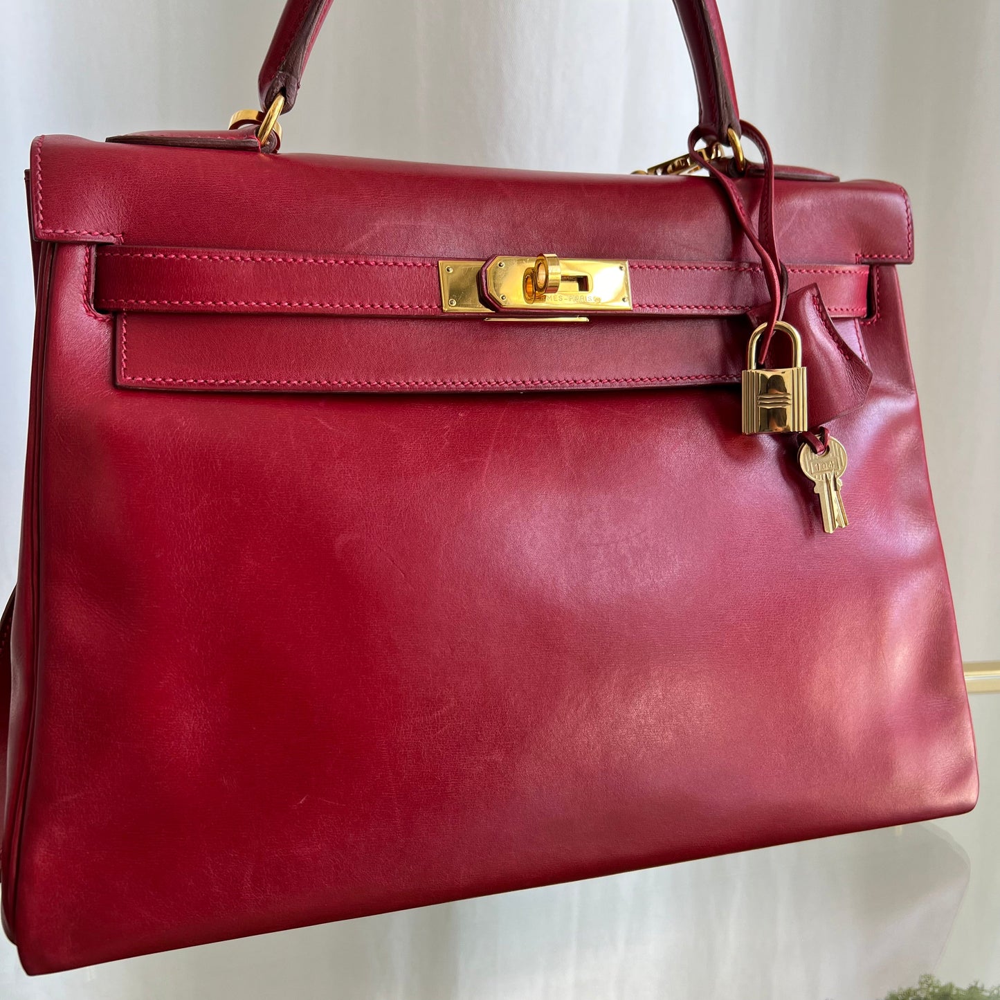 HERMES Red Leather Kelly 32