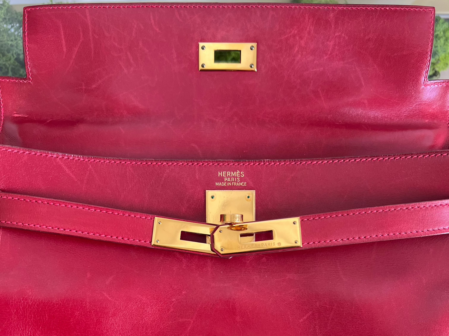 HERMES Red Leather Kelly 32