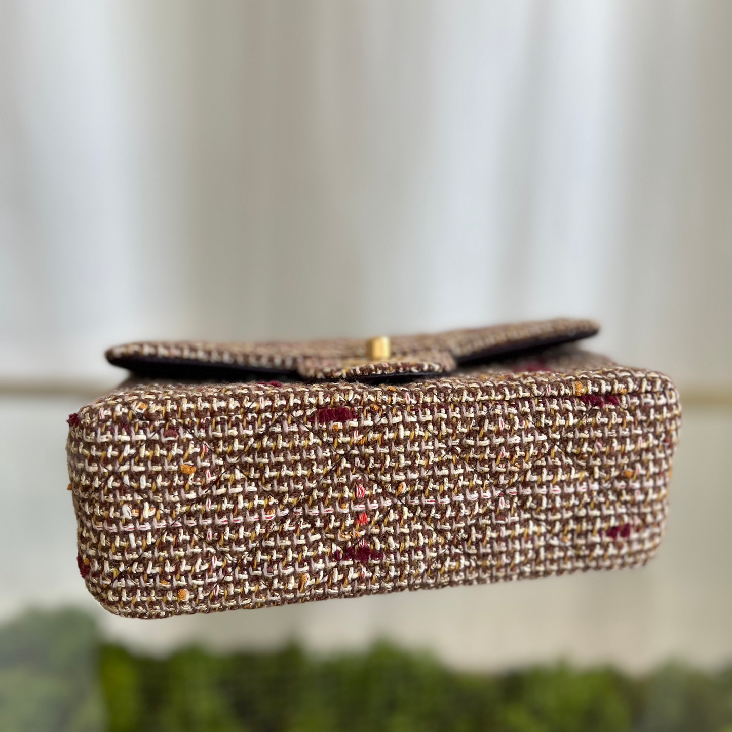 CHANEL Brown Matelasse Tweed Mini Shoulder Bag