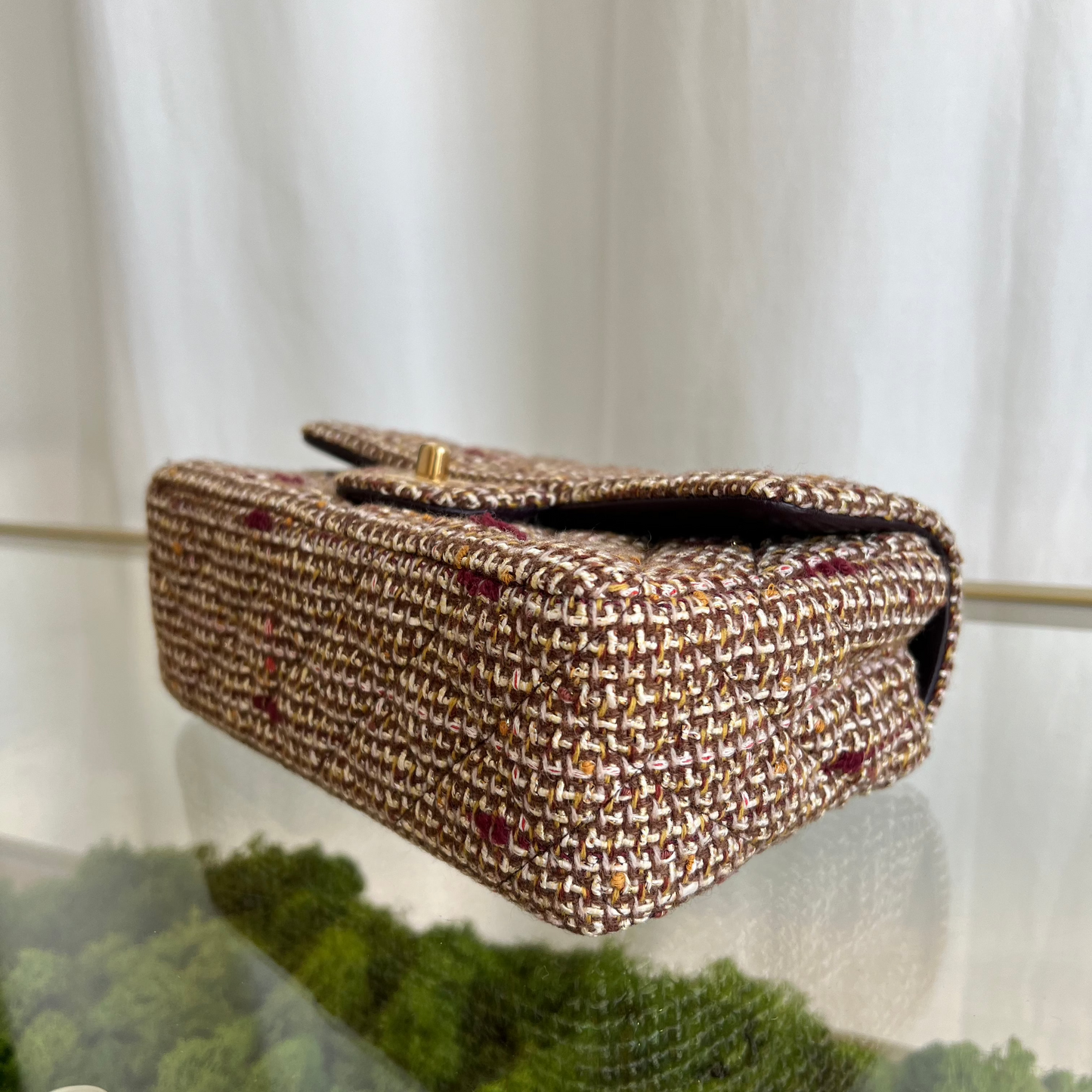 CHANEL Brown Matelasse Tweed Mini Shoulder Bag