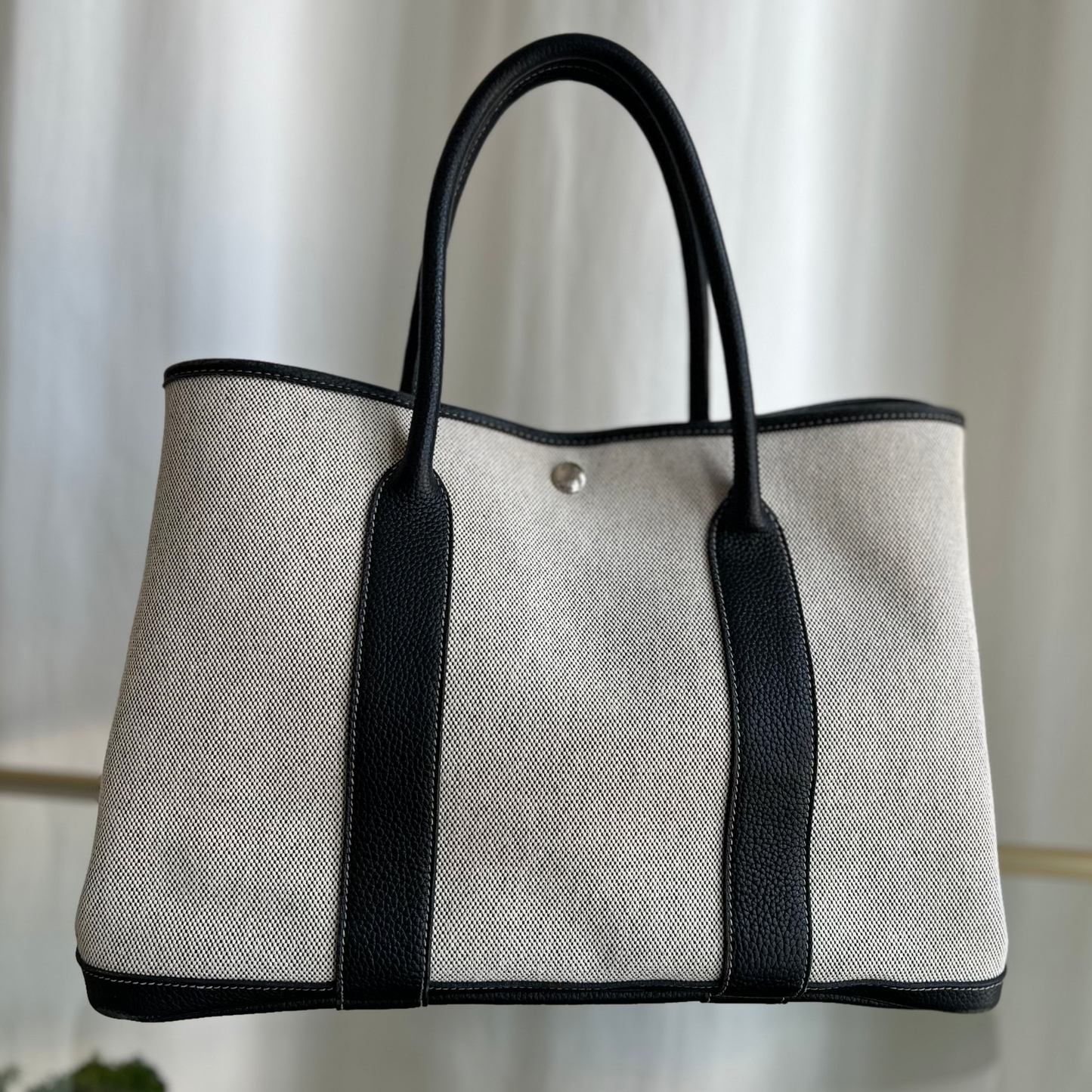 Hermes Gray Toile Ashe Garden Party PM  Toile Ashe Tote