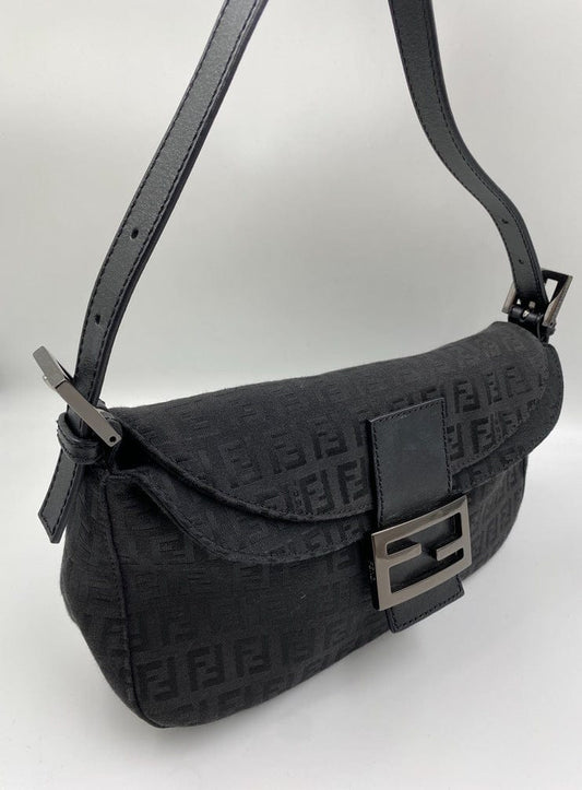 Vintage Fendi Baguette in Black Zucca Canvas