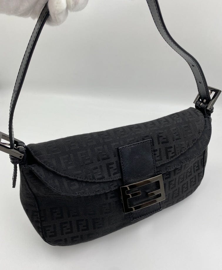 Vintage Fendi Baguette in Black Zucca Canvas