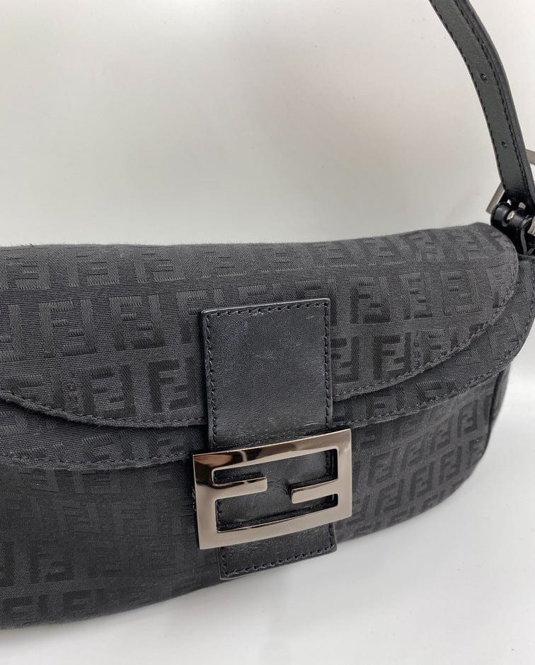 Vintage Fendi Baguette in Black Zucca Canvas