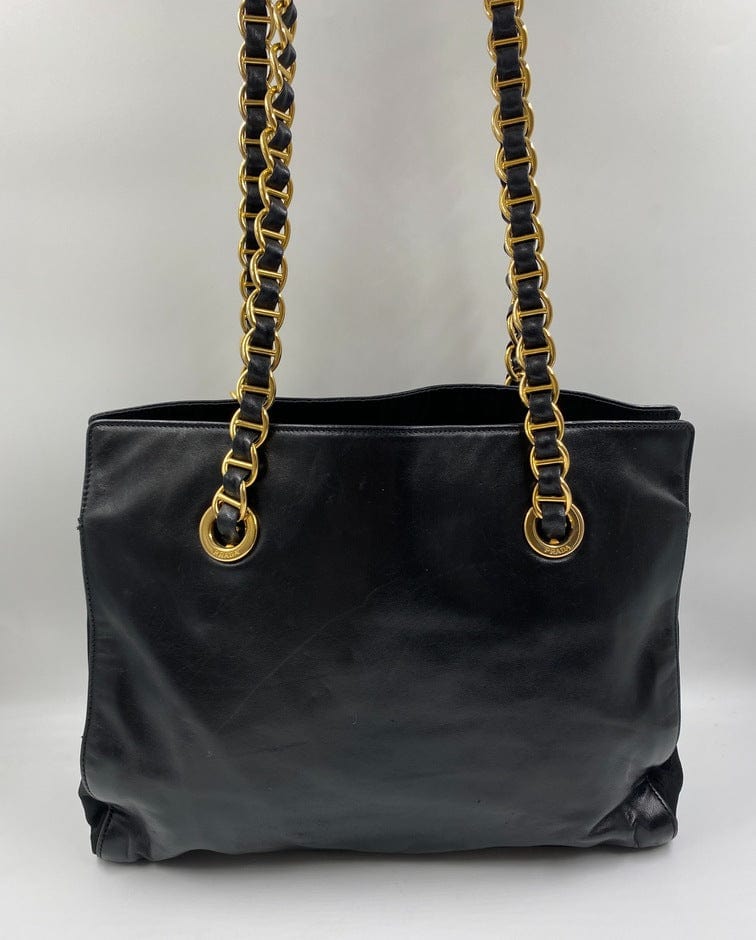 Prada Leather Tote with Chain Handle