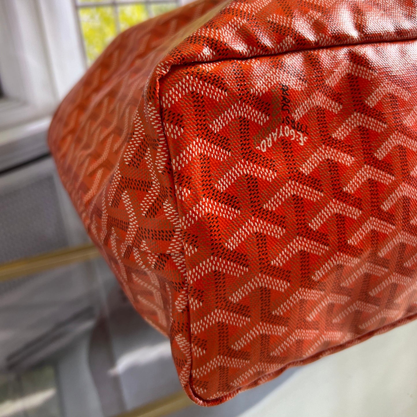 GOYARD Saint Louis PM Tote Bag Orange Coated Canvas Leather