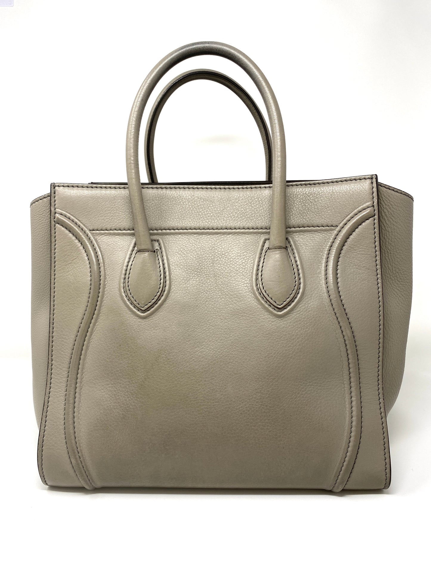 CÉLINE PHANTOM MEDIUM LUGGAGE LEATHER TOTE IN GREY