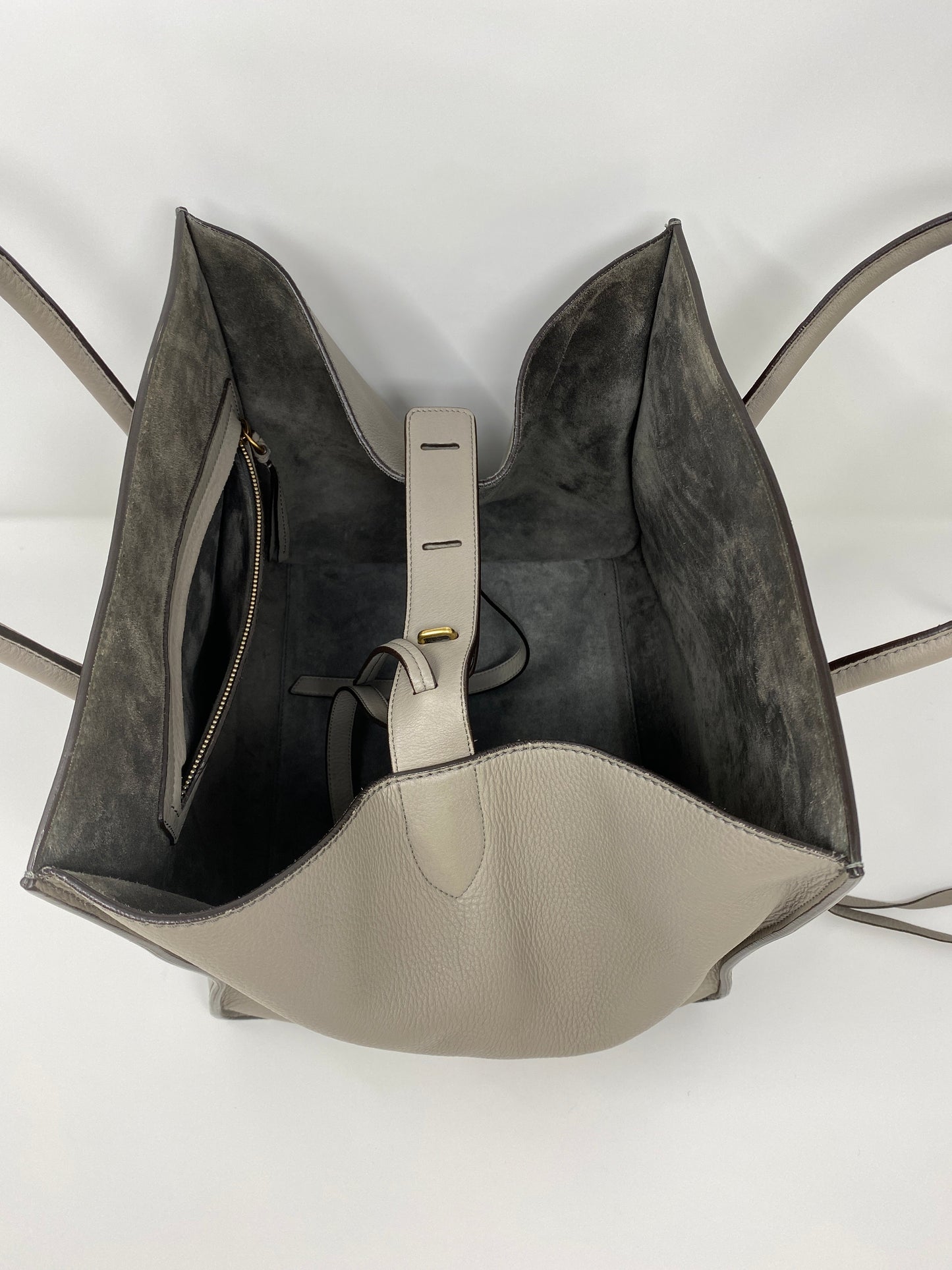 CÉLINE PHANTOM MEDIUM LUGGAGE LEATHER TOTE IN GREY