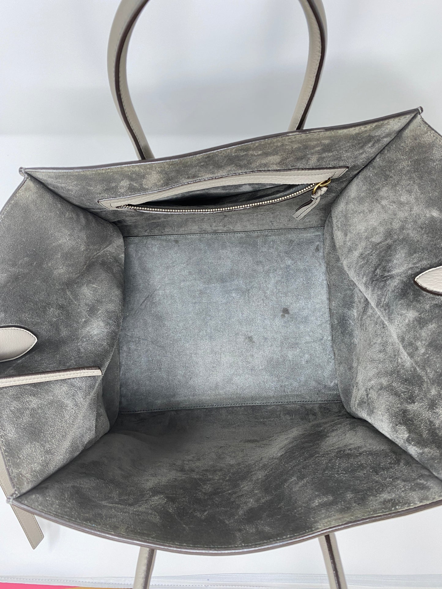 CÉLINE PHANTOM MEDIUM LUGGAGE LEATHER TOTE IN GREY